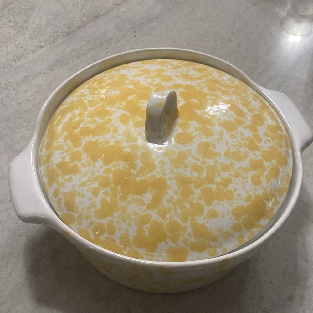 Vintage Bennington yellow agate Morning Glory Casserole Dish #1621